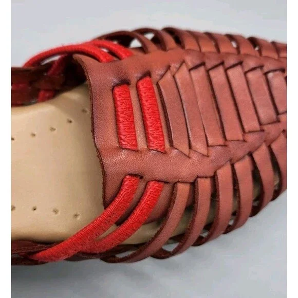 Footsmart Tejidas Women's Leather Sandals Brown Red 8M Closed Toe 90's Y2K - Picture 13 of 16